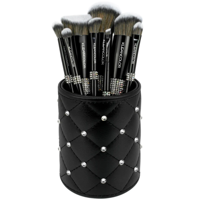 8 Piece Flawless Face & Eye Brush Set W/ Brush Holder- Black